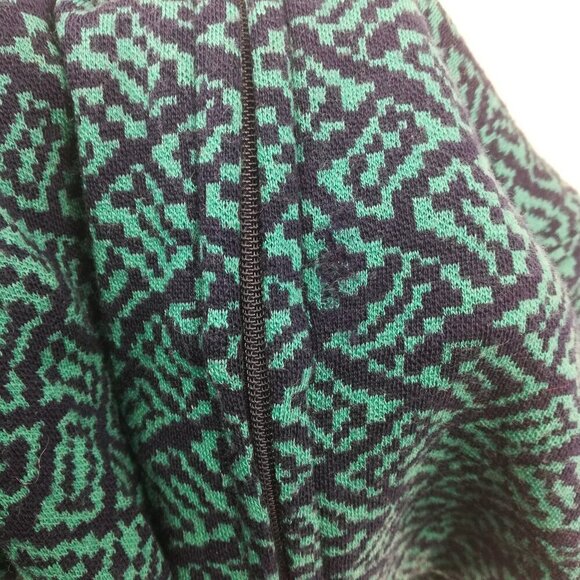 Ibex 100% Merino Wool Zip Up Mock Neck Sweater Size XS Blue Geometric Juliet - Picture 15 of 16
